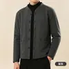 Enchimento 100% Lã Cardigã Quente para Homens de Meia-idade e Idosos, Com Veludo e Camada Interna Espessa, Roupa de Inverno Roupa de Algodão Roupa do Papai