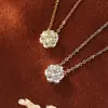 Collar Colgante de Siete Piedras Copo de Nieve Moissanita Chapado en Oro de 14K para Mujer Moda Viaje Lujo Ligero Diseño de Nicho Cadena para Clavícula