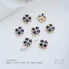 Cuentas espaciadoras de trébol de cuatro hojas con forma de corazón de circonita de colores, chapadas en oro de 14 quilates sobre cobre, para accesorios de pulseras y collares de cristal y perlas de bricolaje