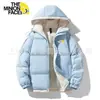 Chaqueta Puffer Holgada Cómoda con Capucha de Venta Caliente para Hombre, Invierno Color Sólido Estampado Mangas Caídas, Abrigo de Algodón Cálido, Estilo Pareja