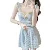 Maiô Feminino Peça Única Alça Cor Sólida Doce Emagrecedor Flor Emagrecedor Sexy Estilo Pura Luxúria Roupa de Banho para Férias Fonte Termal