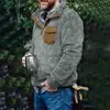 2023 Nueva Estación Independiente Transfronteriza Europea y Americana Otoño/Invierno Sudadera Casual de Franela con Felpa y Bolsillo con Botones