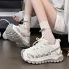 Tênis Chunky Respirável para Caminhada Estilo Dad Feminino 2026 com Cadarço Versátil Casual para Pessoas Baixas Tênis Esportivo Casual de Malha