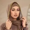 Bufanda Larga de Gasa Doble Cara Floral Dorada Popular de Comercio Exterior de Venta Caliente para Mujer Versátil Moda de Gama Alta Cómodo Chal Pañuelo para la Cabeza