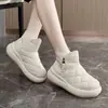 28110 Pão Quente Sapatos Grandes de Algodão 2025 Sapatos Femininos de Inverno Mais Veludo Aumento de Altura Sola Grossa Botas de Neve Femininas
