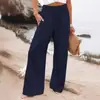¡En stock! 2026 Primavera/Verano Europeo y Americano Aliexpress Amazon Casual de Pierna Ancha de Algodón y Lino Populares Holgados Largos para Mujer