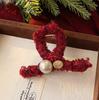 Presilha de Cabelo de Pelúcia Vermelha Ankora para Mulheres, Outono e Inverno, Presilha de Garra com Pérolas de Alto Padrão Estilo Chanel, Tamanho Grande para Cabelos Grossos