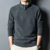 Sudadera de Otoño e Invierno para Hombre Joven y de Mediana Edad con Cuello Alto de Forro Polar Sudadera Base Capa Superior Moda Top de Forro Polar con Cuello Semi Alto