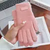 Nuevos Guantes de Punto de Color Sólido Estilo Coreano Ins Sin Dedos para Pantalla Táctil Guantes de Lana Cálidos de Otoño e Invierno para Mujer
