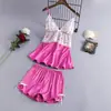 Roupa de Casa Feminina Plus Size de Seda para Primavera e Verão, Lingerie Sexy Costas Abertas com Renda, Pijama Confortável para Casa