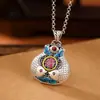 Pingente Nacional da Moda S999 Prata Pura Esmaltada Peixe Duplo da Sorte Pingente Seiko Ruyi Caractere Fu Colar Longo Outono e Inverno Novo