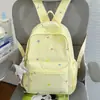 Mochila Bordada com Bolinhas Pastel Cor de Pêssego, Mochila Escolar Simples para Alunos do Ensino Fundamental, Mochila de Campus Leve e Fashion para Alunas do Ensino Médio