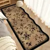 Alfombra de rizo para mesita de noche estilo francés, de alta gama, resistente a la suciedad, de bajo mantenimiento, para dormitorio principal, tira larga estilo vintage para uso doméstico