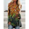 2022 Amazon Transfronteiriço Suéter Manga Longa Abstrato Estampado 3D Solto Gola Redonda Urbano Casual Camiseta Feminina