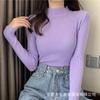 Suéter Básico de Cuello Medio para Mujer al por Mayor del Fabricante, Estilo Occidental Versátil de Manga Larga Ajustado para Otoño e Invierno