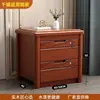 Mesita de noche de madera maciza estilo chino sin montaje, armario de almacenamiento para mesita de noche de dormitorio, color nogal, modelo nuevo con borde de armario con cerradura