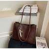 2025 Novo Estilo Retrô Camurça Grande Capacidade Bolsa Tote Feminina Moda Casual Estilo Preguiçoso Bolsa de Ombro Bolsa Grande