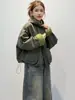 Jaqueta de Algodão com Capuz Estilo Esportivo Simples Bolso Grande Inverno Feminino Nova Chegada Versátil Solta Emagrecedora Jaqueta Color Block Top