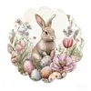 Mantel individual de lino para Pascua transfronterizo con bordes redondos ondulados, diseño de conejo y huevo, decoración de mesa para primavera y verano, tapete aislante del calor