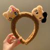 Faixa de Cabelo de Pelúcia para Lavar o Rosto e Maquiagem, Orelhas de Gato e Urso Fofas de Desenho Animado, Acessórios de Cabelo Femininos de Desenho Animado com Estampa de Leopardo, Novos Acessórios de Cabeça