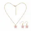 Amazon Transfronterizo Moda Nueva Dulce Juego de Pendientes y Collar de Mariposa de Acrílico 9 Colores Joyería Dopamina para Mujer