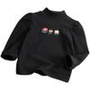 Camiseta Base de Terciopelo para Niñas Otoño e Invierno Ropa Infantil Popular Cibernética Top de Camiseta Gruesa para Bebés de Cuello Medio Alto de Manga Larga con 3 Flores