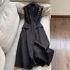 Novo Estilo 2026: Elegante, acinturado, sem mangas, longo trench coat. Vestidos Trench Coat Atacado N4BQ88586