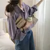 Camisa Púrpura de Taro Estilo Hong Kong de Diseño Inspirado para Mujer, Nueva Blusa de Manga Larga con Caída Sedosa para Principios de Otoño 2026