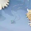 Collar de Plata de Ley S925 con Nueva Aguamarina Estilo Francés Doble Uso Trébol de Cuatro Hojas para Mujer, Cadena para Clavícula de Lujo Ligero de Nicho de Gama Alta