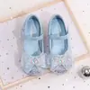 Zapatos de Cristal Modelo Nuevo 2026 para Niñas, Zapatos de Princesa Elsa, Zapatos de Cuero Suave para Niños, Zapatos Brillantes de Cristal, Al por Mayor en Stock