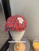 Boina con parche de cachorro, estilo japonés Y2G, dulce, genial, lindo, sombrero de vendedor de periódicos, con cara de sombrero pequeño, delgado y a cuadros, a la moda.