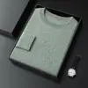 Nuevo de Otoño e Invierno Primera Línea Listo para Usar Cuello Redondo 100% Cachemira Pura Suéter Casual de Negocios para Hombre Camiseta de Punto de Cachemira para Base
