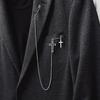 Broche de Cadena con Pin de Estilo Punk Simple Europeo y Americano para Hombres y Mujeres, Broche de Cadena con Pin de Cruz Larga, Accesorios