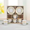 Nuevo Juego de Tazas de Café de Cerámica Estilo Europeo, Tazas de Café Estampadas en Oro Transfronterizas, 6 Tazas y 6 Platillos de Oriente Medio, Tazas Prácticas para el Té de la Tarde