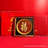 Adornos de tendencia nacional estilo chino "Cien Bendiciones", artesanías de pan de oro, pinturas decorativas, adornos cuadrados de oro puro con carácter "Fu", juego premium al por mayor