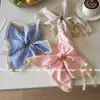 Pañuelo Cuadrado de Encaje a Cuadros Estilo Coreano para el Cabello, Lazo para el Cabello, Diadema Cuadrada Estilo Coreano para Peinados de Moño