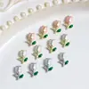 Arte de Uñas Tulipán Joyería Aleación Textura Estilo Lujo Ligero Gota de Aceite Flor de Rosa Popular Diamante de Uña Flor Diamante Estilo Caliente Accesorios