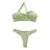 Venda Direta da Fábrica Top Tubo Tomara-que-Caia Cor Sólida Push-Up para Seios Pequenos Tecido Brilhante Maiô de Três Peças Feminino Biquíni Sexy