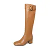 Botas de moda estilo británico de tacón alto, elásticas y ajustadas, de 6 cm, nuevo modelo otoño e invierno 2026, punta cuadrada, tacón grueso, botas altas hasta la rodilla