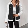 Amazon Aliexpress Comercio Exterior Transfronterizo Chaqueta con Cremallera Bloques de Color Otoño e Invierno Chaqueta Casual Cómoda de Mezclilla Empalmada Ropa para Mujer