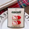 Novedad Otoño e Invierno para Niñas Lazo Rojo con Cabeza de Gato Kt Relleno de Algodón Mezclilla Lazo para el Cabello para Niñas Pinza de Pato con Forma de Animal de Caricatura