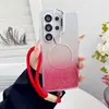 Funda con gradiente de purpurina brillante con cordón, adecuada para Samsung S26, S25 simple, soporte magnético S24, funda para teléfono A36