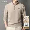 Moletom de lã quente com forro de fleece para outono e inverno para homens, blusa com gola alta, pulôver masculino com meio zíper, jaqueta grossa casual atacado