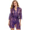 Lingerie Sexy Europeia e Americana Vestido Longo com Mangas Três Quartos, Robe Kimono de Renda, Tamanho Grande, Transfronteiriço