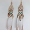 Pendientes Bohemios Europeos y Americanos de Plumas, Estilo Largo con Cuentas de Arroz y Gotas de Agua, Estilo Vintage de Hong Kong, Pendientes de Borla Estilo Étnico para Mujer, Venta al por Mayor