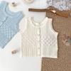 Ropa Infantil Cutemily Verano Niñas Top de Punto Cuello Redondo Mujer Algodón Hueco Cárdigan Falso Chaleco Delgado