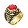 Nuevo Anillo de Acero de Titanio con Piedras Preciosas Multicolor Anillo de Acero Inoxidable Personalizado con Letras Retro Trendy Transfronterizo Europeo y Americano para Mujer