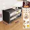 Armário de armazenamento de chão para cozinha e sala de jantar com porta, armário de armazenamento com porta, micro-ondas, forno, panela, armário de armazenamento de função multicamada, prateleira