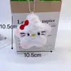 Chaveiro de pelúcia fofo com pingente de coração para meninas, mochila pendurada, pingente de boneca de desenho animado, joias