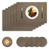 Jogo Americano Estilo Nórdico Padrão Couro PVC Couro Sintético Jogo Americano Estilo Ocidental Isolante Térmico Impermeável à Prova de Óleo Tapete Quadrado para Prato Tapete Espesso para Mesa